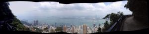 Panoramic view of Hong Kong Bay from Victoria Peak.